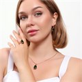 Комплект Каталог >> Бижутерия >> Ювелирная бижутерия коллекция  "Дубай" серьги, кулон и кольцо 17 р, покрытие: позолота, вставка: фианит, цвет: зеленый, арт.313.057-17 313.057-17