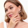 Комплект ювелирной бижутерии коллекция "Дубай" серьги и кольцо 18 р, покрытие позолота, вставка: фианиты, цвет: прозрачный, арт.314.843-18 314.843-18