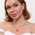 Комплект ювелирной бижутерии коллекция "Дубай" серьги и кулон, покрытие позолота, вставка: искусственный кристалл под Сваровски, цвет: красный, арт.314.825 314.825