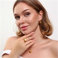 Комплект ювелирной бижутерии коллекция "Дубай" серьги, кулон и кольцо 18 р, покрытие позолота, вставка: искусственный кристалл под Сваровски, цвет: желтый, арт.314.818-18 314.818-18
