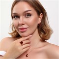 Комплект ювелирной бижутерии коллекция "Дубай" серьги, кулон и кольцо 19 р, покрытие позолота, вставка: искусственный кристалл под Сваровски, цвет: красный, арт.314.816-19 314.816-19