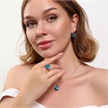 Комплект ювелирной бижутерии коллекция "Дубай" серьги, кулон и кольцо 18 р, покрытие позолота, вставка: искусственный кристалл под Сваровски, цвет: голубой, арт.314.815-18 314.815-18