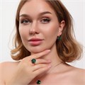 Комплект ювелирной бижутерии коллекция "Дубай" серьги, кулон и кольцо 18 р, покрытие позолота, вставка: искусственный кристалл под Сваровски, цвет: зеленый, арт.314.814-18 314.814-18