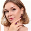 Комплект ювелирной бижутерии коллекция "Дубай" серьги и кольцо 19 р, покрытие позолота, вставка: искусственный камень фиолетового цвета, арт.314.795-19 314.795-19