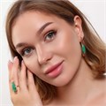 Комплект ювелирной бижутерии коллекция "Дубай" серьги и кольцо 18 р, покрытие позолота, вставка: искусственный камень изумрудного цвета, арт.314.793-18 314.793-18