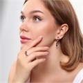 Комплект ювелирной бижутерии коллекция "Дубай" серьги и кольцо 18 р, покрытие позолота, вставка: фианиты, цвет: синий, арт.215.406-18 215.406-18