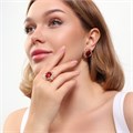 Комплект ювелирной бижутерии коллекция "Дубай" серьги и кольцо 18 р, покрытие позолота, вставка: фианиты, цвет: красный и прозрачный, арт.215.401-18 215.401-18