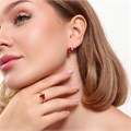 Комплект ювелирной бижутерии коллекция "Дубай" серьги и кольцо 17 р, покрытие позолота, вставка: фианиты, цвет: красный и прозрачный, арт.215.402-17 215.402-17