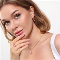 Комплект ювелирной бижутерии коллекция "Дубай" серьги, кулон и кольцо 17 р, покрытие позолота, вставка: фианиты, цвет: сиреневый, арт.215.392-17 215.392-17