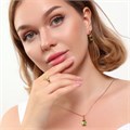 Комплект ювелирной бижутерии коллекция "Дубай" серьги, кулон и кольцо 20 р, покрытие позолота, вставка: фианиты, цвет: бледно-зеленый, арт.215.393-20 215.393-20