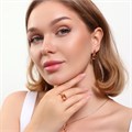 Комплект ювелирной бижутерии коллекция "Дубай" серьги, кулон и кольцо 17 р, покрытие позолота, вставка: фианиты, цвет: шампань, арт.215.391-17 215.391-17