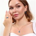 Комплект ювелирной бижутерии коллекция "Дубай" серьги, кулон и кольцо 18 р, покрытие позолота, вставка: фианиты, цвет: голубой, арт.215.388-18 215.388-18