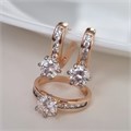 Комплект ювелирной бижутерии коллекция "Дубай" серьги и кольцо 18 р, покрытие позолота, вставка: фианиты, цвет: прозрачный, арт.215.378-18 215.378-18