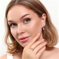 Комплект ювелирной бижутерии коллекция "Дубай" серьги и кольцо 19 р, покрытие позолота, вставка: фианиты, цвет: прозрачный, арт.215.378-19 215.378-19
