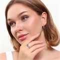 Комплект ювелирной бижутерии коллекция "Дубай" серьги и кольцо 19 р, покрытие позолота, вставка: фианиты, цвет: голубой и прозрачный, арт.215.374-19 215.374-19