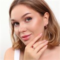 Комплект ювелирной бижутерии коллекция "Дубай" серьги и кольцо 18 р, покрытие позолота, вставка: фианиты, цвет: красный и прозрачный, арт.215.375-18 215.375-18