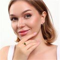 Комплект ювелирной бижутерии коллекция "Дубай" серьги и кольцо 18 р, покрытие позолота, вставка: фианиты, цвет: зеленый и прозрачный, арт.215.369-18 215.369-18