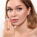 Комплект ювелирной бижутерии коллекция "Дубай" серьги и кольцо 17 р, покрытие позолота, вставка: фианиты, цвет: фиолетовый и черный, арт.215.366-17 215.366-17