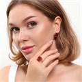 Комплект ювелирной бижутерии коллекция "Дубай" серьги и кольцо 17 р, покрытие позолота, вставка: фианиты, цвет: красный и черный, арт.215.363-17 215.363-17