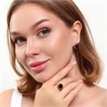 Комплект ювелирной бижутерии коллекция "Дубай" серьги и кольцо 20 р, покрытие позолота, вставка: фианиты, цвет: черный, арт.215.357-20 215.357-20