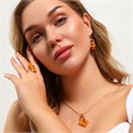Крупный комплект ювелирной бижутерии Дубайское золото, покрытие позолота, серьги, кулон и кольцо 16 р, вставка: пластик, цвет: желтый, арт.213.934-16 (1) 213.934-16