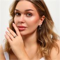 Комплект ювелирной бижутерии серьги и кольцо 20 р, покрытие посеребрение, вставка: фианиты, цвет: прозрачный, арт.213.947-20 213.947-20