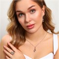 Комплект ювелирной бижутерии серьги, кулон и кольцо 19 р, покрытие посеребрение, арт.213.946-19 213.946-19
