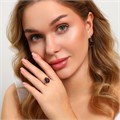 Комплект ювелирной бижутерии серьги и кольцо 20 р, покрытие посеребрение, вставка: фианиты, цвет: фиолетовый и прозрачный, арт.213.944-20 213.944-20