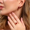 Комплект ювелирная бижутерия коллекция  "Дубай" серьги и кольцо 18 р, покрытие: позолота, вставка: фианиты, цвет: красный и прозрачный, арт.314.765-18 314.765-18
