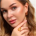 Комплект ювелирная бижутерия коллекция  "Дубай" серьги и кольцо 17 р, покрытие: позолота, вставка: фианит, цвет: желтый, арт.314.757-17 314.757-17