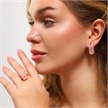 Комплект ювелирная бижутерия коллекция  "Дубай" серьги и кольцо 17 р, покрытие: позолота, вставка: фианит, цвет: розовый матовый, арт.314.755-17 314.755-17
