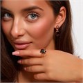 Комплект ювелирная бижутерия коллекция  "Дубай" серьги и кольцо 19 р, покрытие: позолота, вставка: фианиты, цвет: черный, арт.217.311-19 217.311-19