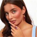 Крупный комплект ювелирной бижутерии коллекция "Дубай" серьги и кольцо 18 р покрытие позолота, вставка: искусственный камень фиолетового цвета, арт.314.675-18 314.675-18