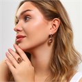 Комплект ювелирной бижутерии с крупным камнем серьги и кольцо 20 р, цвет: оранжево-желтый, арт.213.919-20 213.919-20