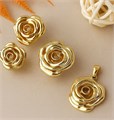 Комплект в форме цветов ювелирной бижутерии Итальянское золото (покрытие желтое 14к) серьги, кулон и кольцо 18 р, арт.213.912-18 213.912-18