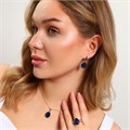 Комплект ювелирной бижутерии серьги, кулон и кольцо 17 р, покрытие: посеребрение, вставка: фианит, цвет: синий, арт.213.902-17 213.902-17