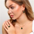 Комплект ювелирной бижутерии коллекция "Дубай" серьги, кулон и кольцо 20 р, покрытие: позолота, вставка: фианит, цвет: зеленый, арт.213.894-20 213.894-20
