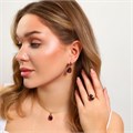Комплект ювелирной бижутерии коллекция "Дубай" серьги, кулон и кольцо 20 р, покрытие: позолота, вставка: фианит, цвет: фиолетовый, арт.213.890-20 213.890-20