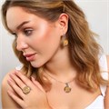 Крупный комплект ювелирной бижутерии серьги, кулон и кольцо 19 р, покрытие: посеребрение, вставка: фианиты, искусственный камень, сухоцветы, цвет: графитовый и желтый, арт.213.880-19 213.880-19