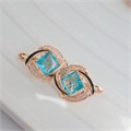 Серьги с камнем Каталог >> Бижутерия >> Ювелирная бижутерия коллекция "Дубай", покрытие позолота, вставка: фианиты и цветная эмаль, цвет: черный и голубой, арт.215.336 215.336