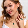 Комплект ювелирной бижутерии серьги, кулон и кольцо 20 р, покрытие: посеребрение, вставка: искусственный кошачий глаз и цветная эмаль, цвет: зеленый и синий, арт.314.661-20 314.661-20