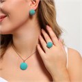 Комплект Каталог >> Бижутерия >> Ювелирная бижутерия коллекция "Дубай" серьги, кулон и кольцо 19 р, покрытие: позолота, вставка: бусины, цвет: тиффани, арт.314.640-19 314.640-19
