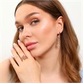 Крупный комплект ювелирной бижутерии коллекция "Дубай" серьги и кольцо 17 р, покрытие: позолота, вставка: фианиты, цвет: черный, арт.213.839-17 213.839-17