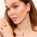 Комплект ювелирной бижутерии Итальянское золото (покрытие желтое 14к) серьги, кулон и кольцо 19 р, вставка: фианиты, цвет: красный и прозрачный, арт.213.825-19 213.825-19