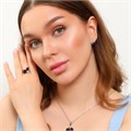 Комплект ювелирной бижутерии в форме куба серьги, кулон и кольцо 17 р, покрытие: посеребрение, вставка: фианиты, цвет: фиолетовый, арт.314.572-17 314.572-17