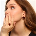 Комплект ювелирной бижутерии коллекция "Дубай" с крупным камнем серьги и кольцо 17 р, покрытие позолота, цвет: бордовый, арт.314.206-17 314.206-17