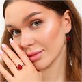Комплект ювелирной бижутерии коллекция серьги и кольцо 19 р, покрытие: посеребрение, вставка: фианиты, цвет: красный, арт.213.801-19 213.801-19