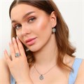 Комплект ювелирной бижутерии коллекция серьги, кулон и кольцо 18 р, покрытие: посеребрение, вставка: кристаллы, цвет: прозрачный, арт.213.798-18 213.798-18