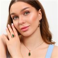 Комплект Каталог >> Бижутерия >> Ювелирная бижутерия крупный коллекция "Дубай" серьги, кулон и кольцо 20 р, покрытие: позолота, вставка: фианиты, цвет: зеленый, арт.213.795-20 213.795-20