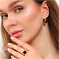 Комплект Каталог >> Бижутерия >> Ювелирная бижутерия с квадратным камнем коллекция  "Дубай" серьги и кольцо 17 р, покрытие: позолота, вставка: фианиты, цвет: прозрачный и черный, арт.213.789-17 213.789-17